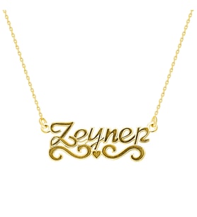 Kişiye Özel İsim Yazılı Gold Renk 925 Ayar Gümüş Bayan Kolye (Çok Renkli)