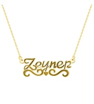 Kişiye Özel İsim Yazılı Gold Renk 925 Ayar Gümüş Bayan Kolye (Çok Renkli)