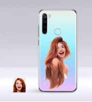 BK Gift Kişiye Özel Kadın Animasyon Karikatürlü Xiaomi Redmi Note 8 İnce Şeffaf Silikon Telefon Kapağı-9 (Beyaz)