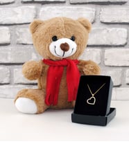 Peluş Ayıcık Ve Kalpli Kolye