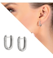 Starlight Diamond Mikro Zirkon Taşlı "U" Tasarım 925 Ayar Gümüş Küpe