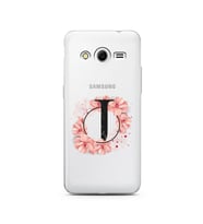Pembe Çiçekli Harf Tasarım Süper Şeffaf Silikon Telefon Kılıfı Samsung Core 2 J-