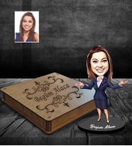 Kişiye Özel İş Kadını Karikatürlü Ahşap Biblo Kutulu Bayan-3