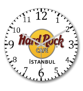 Hard Rock Cafe İstanbul Duvar Saati Bombeli Gercek Cam
