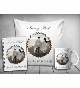 Kişiye Özel Fotoğraflı İsimli Yastık & Kupa & Defter
