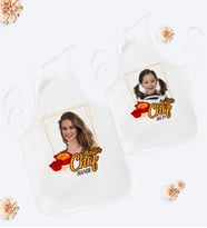 BK Gift Kişiye Özel İkili Fotoğraflı Anne Kız Mutfak Önlüğü Seti - 1 (Beyaz)