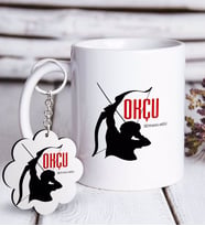BK Gift Kişiye Özel Mesleki Okçu Beyaz Kupa ve Anahtarlık Hediye Seti (Model 1)