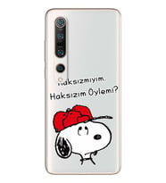 Snoopy Tasarımlı Süper Şeffaf Silikon Telefon Kılıfı Xiomai Mi10- Mi 10 Pro
