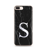 Iphone 8 Plus Siyah Mermer Harf Tasarımlı Telefon Kılıfı S-Harfi 