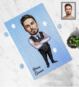 Kişiye Özel İş Adamı Karikatürlü A3 130 Parça Puzzle Bay-22