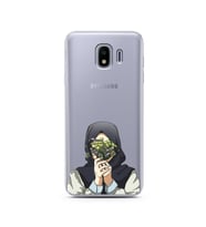 Kapalı Çiçekli Kız Tasarımlı Süper Şeffaf Silikon Telefon Kılıfı Samsung J4