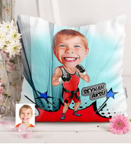 BK Gift Kişiye Özel Çocuk Kick Boks Karikatürlü  Yastık
