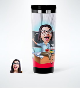 BK Gift Kişiye Özel Bayan Öğretmen Karikatürlü Çelik Termos Bardak  2