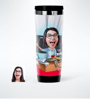 BK Gift Kişiye Özel Bayan Öğretmen Karikatürlü Çelik Termos Bardak  2