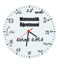 Matematik Öğretmeni İsimli Duvar Saati - Öğretmenler Günü Hediyesi (Cam 29cm)