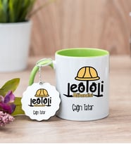 Jeoloji Mühendisi Yeşil Kupa Bardak Ve Anahtarlık Set