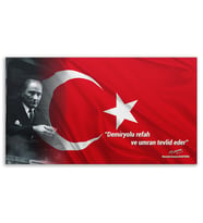 Demiryollarına Hediye Atatürk Tablosu Deri Üzerine Kanvas Tablo 80x130
