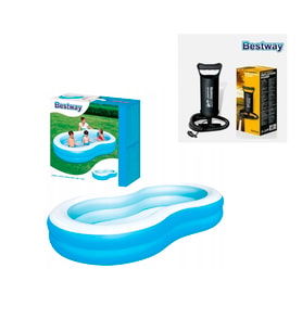 POMPA HEDİYELİ-Bestway 54117, Büyük Jumbo Oval Renkli Havuz, Şişme Çocuk Havuzu