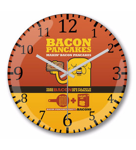 Bacon Pancakes  Duvar Saati Bombeli Gercek Cam