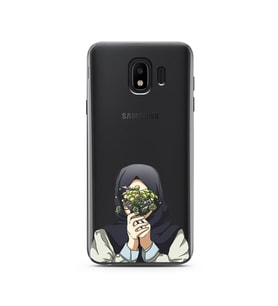 Kapalı Çiçekli Kız Tasarımlı Süper Şeffaf Silikon Telefon Kılıfı Samsung J4 (201