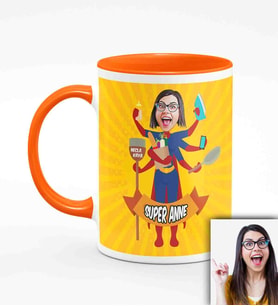 BK Gift Kişiye Özel Anneler Günü Temalı Karikatürlü Turuncu Kupa Bardak T2