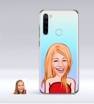 BK Gift Kişiye Özel Bayan Karikatürlü Xiaomi Redmi Note 8 İnce Şeffaf Silikon Telefon Kapağı-33 (Beyaz)