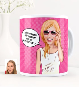BK Gift Kişiye Özel Bayan Kolay Yetişmiyor Karikatür Beyaz Kupa Bardak - 4
