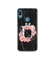 Mermer Çiçekli Harf Tasarım Süper Şeffaf Silikon Telefon Kılıfı Huawei Y6 (Prime