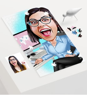 BK Gift Kişiye Özel Kadın Genel Müdür Karikatür 240 Parça A3 Puzzle  1