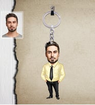 Kişiye Özel Öğretmen Karikatürlü  Ahşap Anahtarlık Bay-13