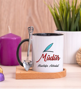 Müdür Ahşap Altlıklı Siyah Kupa Bardak