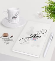 BK Gift Kişiye Özel Eczacı Beyaz Defter Kalem Türk Kahvesi Fincanı Seti-8 (Model 1)