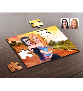 BK Gift Kişiye Özel Kız Kardeşler Karikatürlü Ahşap Puzzle-10