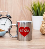 İsim Yazılı Kırmızı Kalpli Silver Kupa Bardak