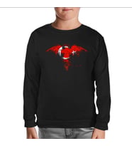 Kartal Ay Yıldız Siyah Çocuk Sweatshirt