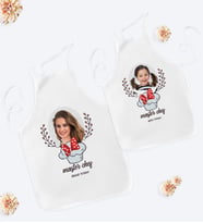 BK Gift Kişiye Özel İkili Fotoğraflı Anne Kız Mutfak Önlüğü Seti - 3 (Beyaz)