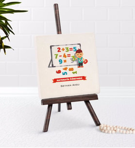 BK Gift Kişiye Özel Matematik Öğretmeni Şovaleli Doğal Taş-5 (Beyaz)