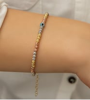 Papatya Silver Nazar Gözü Toplu Üç Renkli Dorica Toplu Fantezi Bileklik