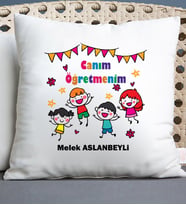 24 Kasım Öğretmenler Günü Hediyesi Yastık (Beyaz)