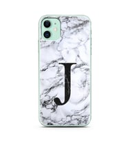 Iphone 11 Beyaz Mermer Harf Tasarımlı Telefon Kılıfı J-Harfi 