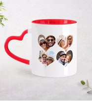 BK Gift Kişiye Özel Kalpli 4 Fotoğraflı Kırmızı Kalpli Kupa Bardak-2