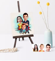 BK Gift Kişiye Özel Aile Karikatür Şovaleli Doğal Taş  1