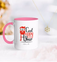BK Gift Kişiye Özel Noel Baba Pembe Kupa ve Kar Tanesi Kolye-3 (Model 1)