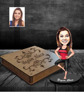 Kişiye Özel Sporcu Karikatürlü Ahşap Biblo Kutulu Bayan-4