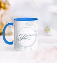 BK Gift Kişiye Özel Yılbaşı Mutlu Yıllar Mavi Kupa ve Kar Tanesi Kolye-14 (Model 1)