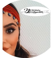 KEŞAN SARI LİRA SÜSLEMELİ  NAZAR BONCUKLU BANDANA FULAR