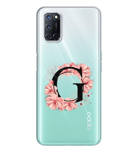 Pembe Çiçekli Harf Tasarım Süper Şeffaf Silikon Telefon Kılıfı Oppo A52-A72 G-Ha