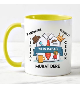 Babaya Hediye İsimli Kupa Bardak Sarı