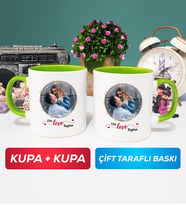 İkili Sevgiliye Sevgililer Günü Hediyesi 11 Kupa Bardak Yeşil