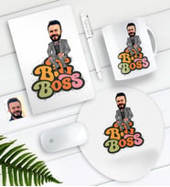 BK Gift Kişiye Özel Bay Big Boss Karikatürlü Defter Kalem Kupa Mouse Pad Seti-3 (Model 1)